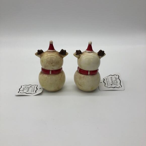 Johanna Parker Reindeer Salt & Pepper Shaker 2 pc Christmas Set Transpac New - Picture 2 of 4
